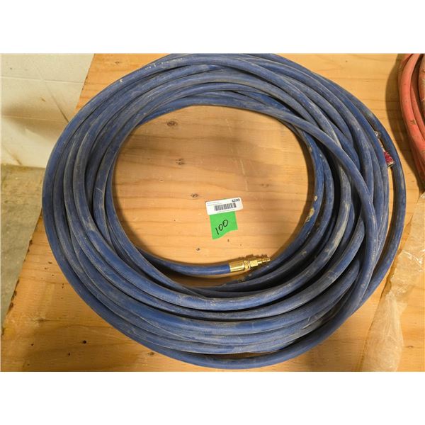 100 ft Heavy-Duty Blue Air Hose with Brass Fittings