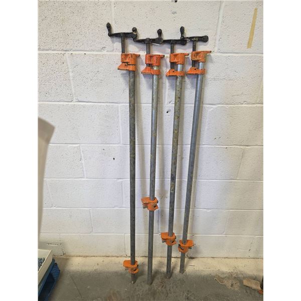 Four 4-Foot Pipe Clamps with Adjustable Fixtures