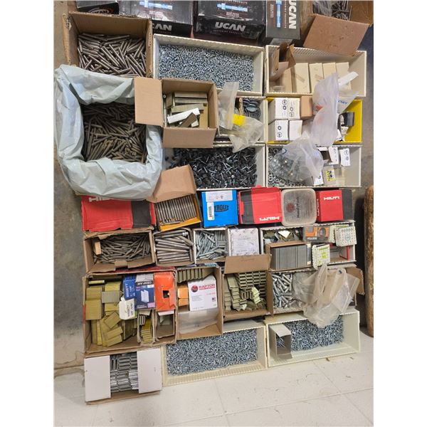 PALLET LOT- Bulk Lot of Assorted Screws, Bolts, and Fasteners