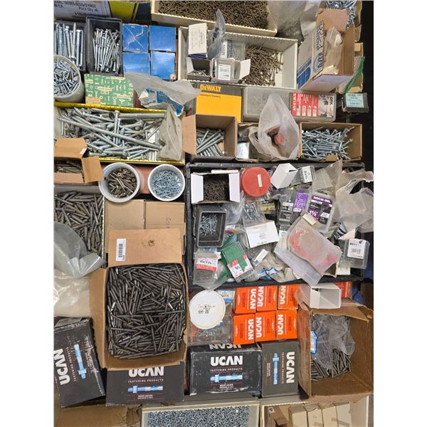 PALLET LOT – Bulk Lot of Screws, Bolts, and Fasteners