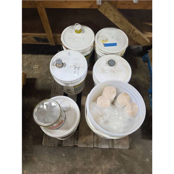 Adhesive Buckets Including Titebond III, Formica Golden Glue, and 3M Adhesive