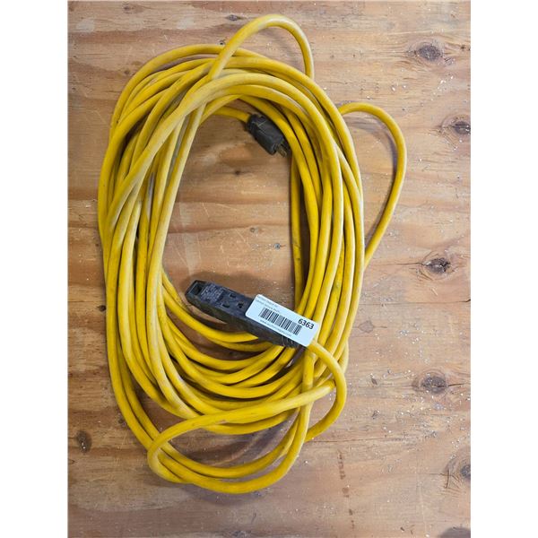 Yellow Outdoor Extension Cord with Dual Power End, Approx. 50 Feet