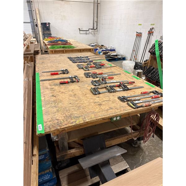 Large rolling work table approx 5×10 ft