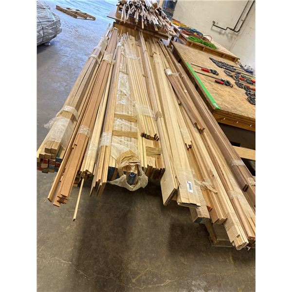 LOT of asst. hardwood stock Various Sizes (includes shop table)