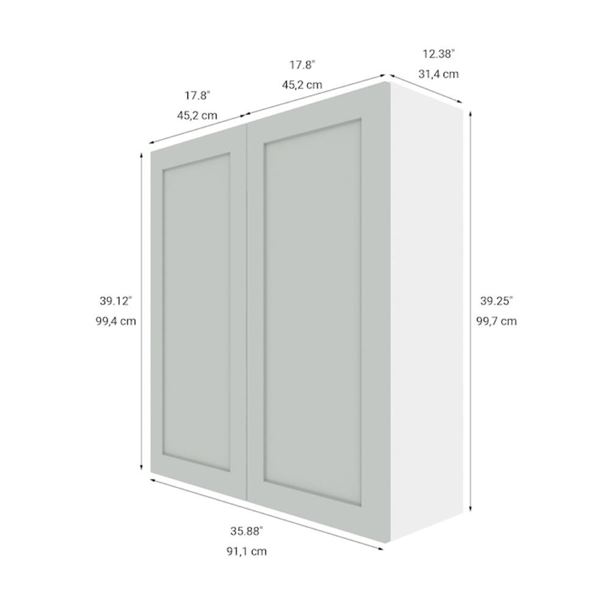 Eklipse RD-HTG36-GT 36″Wx39″H Wall Cabinet with 2 Doors and 3 Shelves, Angelite