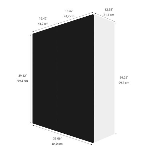 Eklipse RD-HTG33-NF, 33″Wx39″H, 2 Door Wall Cabinet, Onyx Finish