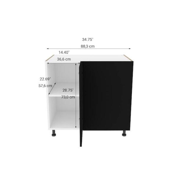 Eklipse RD-BCM36-NT, 36″ 1 Door Base Hidden Corner Cabinet, Onyx Finish