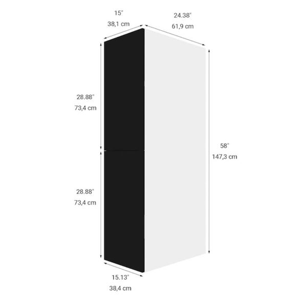 Eklipse RD-GM11558-NT 15″Wx58″H, 2 Door Pantry Cabinet, Onyx Cabinet