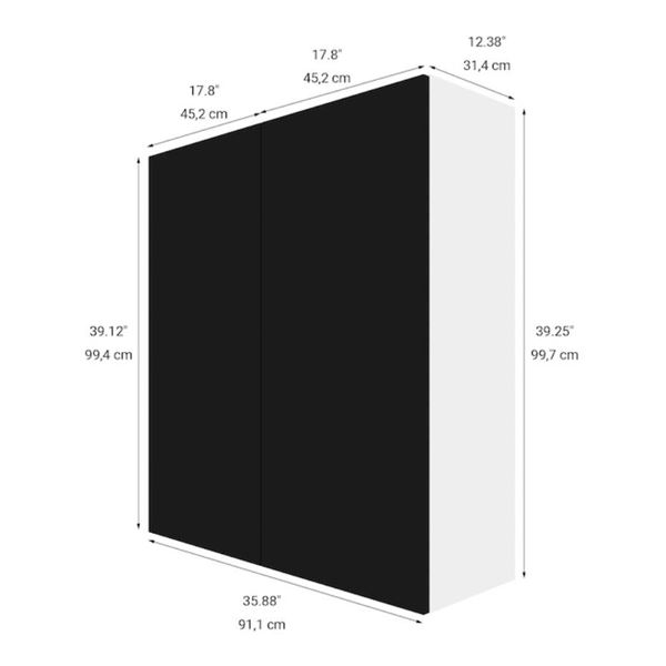 Eklipse RD-HTG36-NT 36″Wx39″H, 2 Door Wall Cabinet, Onyx Finish