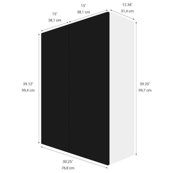 Eklipse RD-HTG30-NT 30″Wx39″H 2 Door Wall Cabinet, Onyx Finish