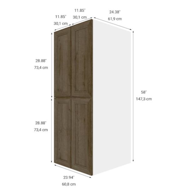 Eklipse RD-GM2458-PC 24″Wx58″H 4 Door Top Pantry Cabinet, Ruby Finish