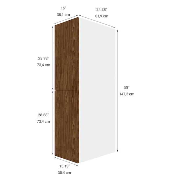 Eklipse RB-GM1558-FE 15″Wx58″H 2 Door Pantry Cabinet, Saphir Finish
