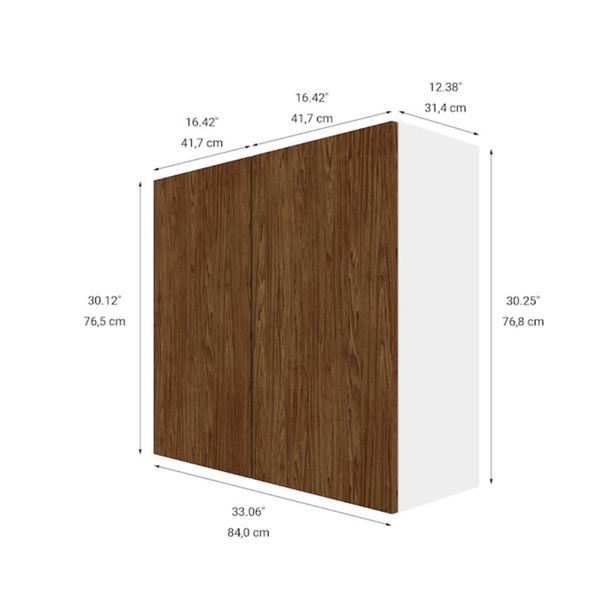 Eklipse RD-HG33-FE 33″Wx30″H 2 Door Wall Cabinet, Saphir Finish
