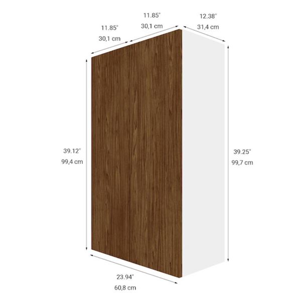 Eklipse RD-HTG24-FE24″W×39″H 2 Door Wall Cabinet, Saphir Finish