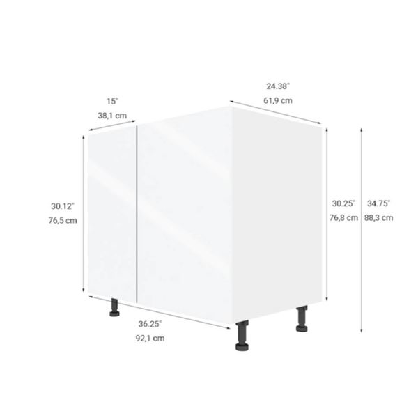 Eklipse RD-BCM36-RI Base Hidden Corner Cabinet, Topaz