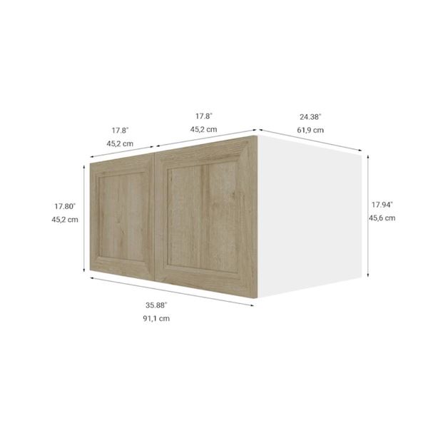Eklipse RD-HPP36-PN, 36″Wx18″H, 2 Door Small Wall Cabinet, Coral