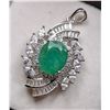 Image 1 : 6.7 ct Certified Silver Emerald gemstone Pendant ($8,104 Appraisal)