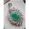 Image 2 : 6.7 ct Certified Silver Emerald gemstone Pendant ($8,104 Appraisal)