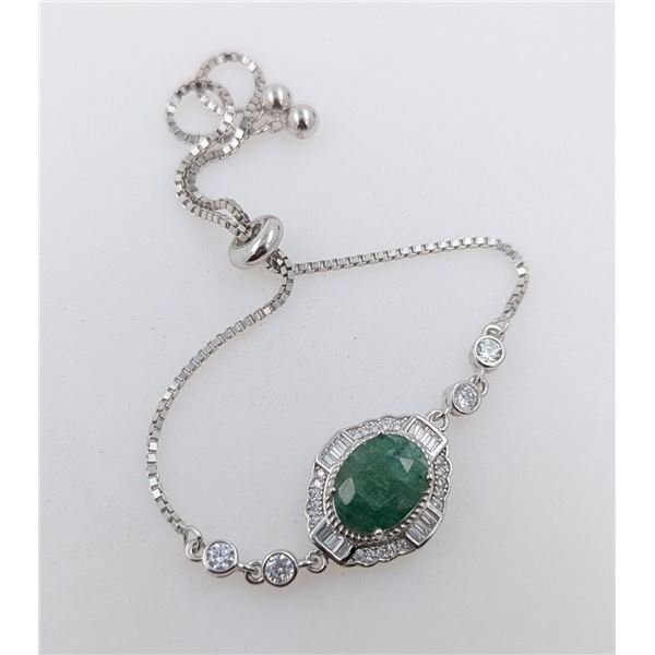 5.3 ct Certified Silver Emerald gemstone Bracelet ($5,173 Appraisal)