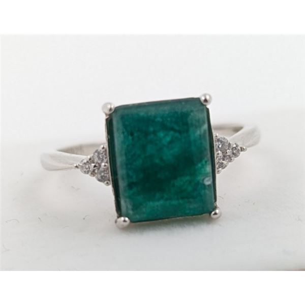 2.8 ct Certified Silver Emerald gemstone Ring ($5,990 Appraisal)