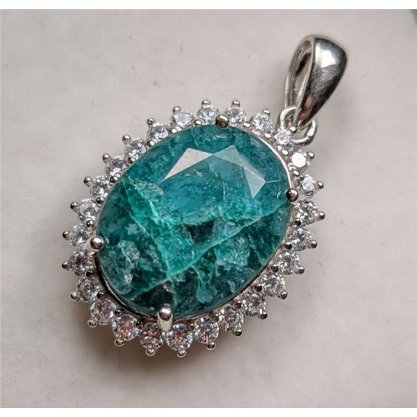 4.9 ct Certified Silver Emerald gemstone Pendant ($12,214 Appraisal)