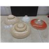 Image 1 : Four Vintage Lamp Shades Including Three Glass and One Plastic