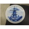 Image 2 : Nine-Piece Vintage Delft Blue Ceramic Plate Set With Windmill and Goldray Motifs
