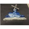 Image 6 : Nine-Piece Vintage Delft Blue Ceramic Plate Set With Windmill and Goldray Motifs