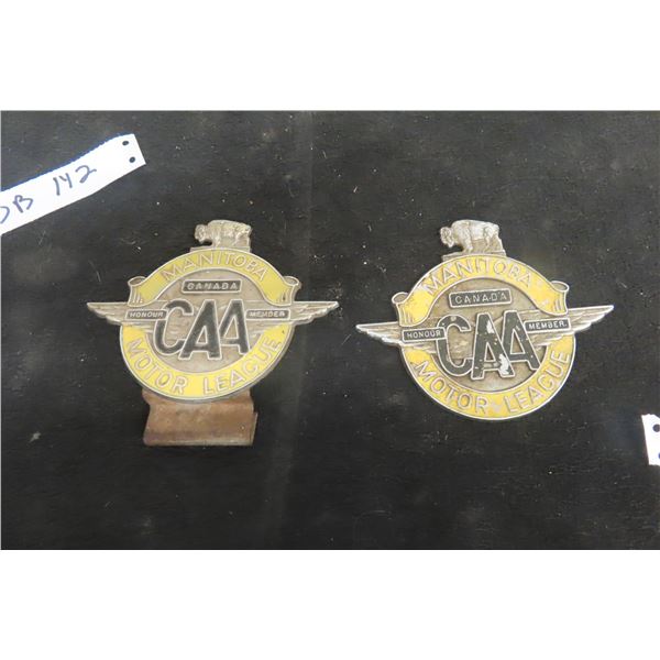 Two Manitoba Motor League CAA Badges, Vintage, 4" x 5"
