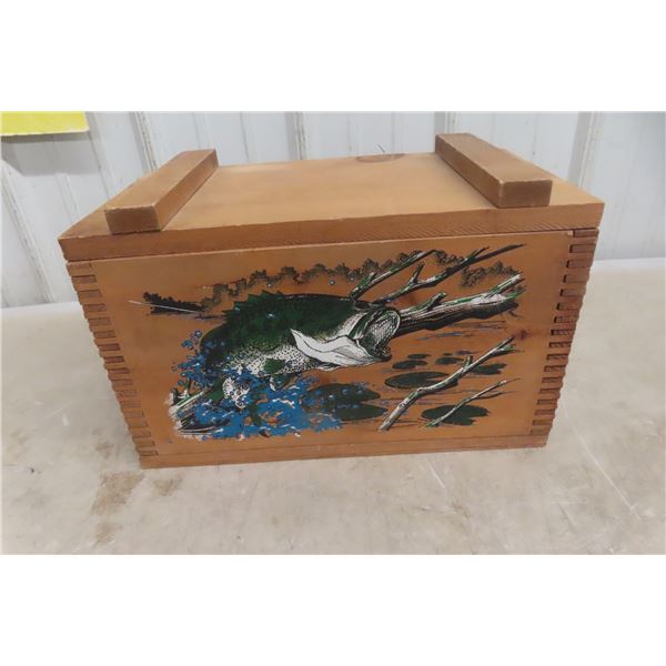 Cabin-Style Wood Chest with Hinged Lid, 10 x 16 x 9 in.