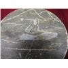 Image 11 : Wall Hanging with Carved Soapstone Tiles Mounted On Leather, 15" x 3 1/2",  Round Inuit Style Piece,