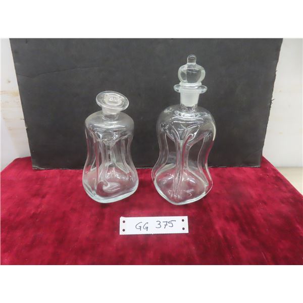 Two Vintage Holmegaard "Kluk Kluk" Decanters Designed By Jacob Bang