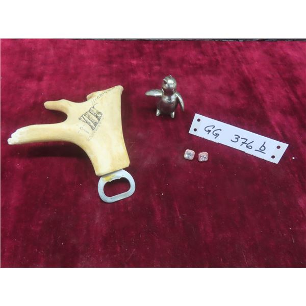 Hand Crafted Antler Bottle Opener,  Cubic Zirconia Stud Earrings +