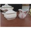 Image 12 : China Soup Tureen Set With Plate, Ladle, Creamers, Sugar Bowl, Salt And Pepper Shakers, Trivets And