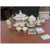 Image 1 : China Soup Tureen Set With Plate, Ladle, Creamers, Sugar Bowl, Salt And Pepper Shakers, Trivets And