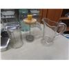 Image 5 : Glass Canister And Kitchenware Lot With Sugar Shaker, Sealer Jar, Creamer And Hand Pressed Juicer