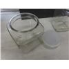 Image 9 : Glass Canister And Kitchenware Lot With Sugar Shaker, Sealer Jar, Creamer And Hand Pressed Juicer