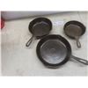 Image 1 : Three Cast Iron Frying Pans Measuring 9 1/2", 8" And 6 1/2"