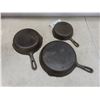 Image 2 : Three Cast Iron Frying Pans Measuring 9 1/2", 8" And 6 1/2"