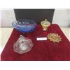 Image 1 : Indiana Glass And Depression Glass Serving Pieces Including Blue Bowl, Butter Dish And Candy Dish