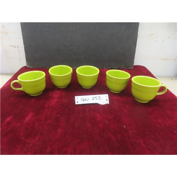 Five Homer Laughlin Fiesta Ware Coffee Mugs In Lemongrass Colour