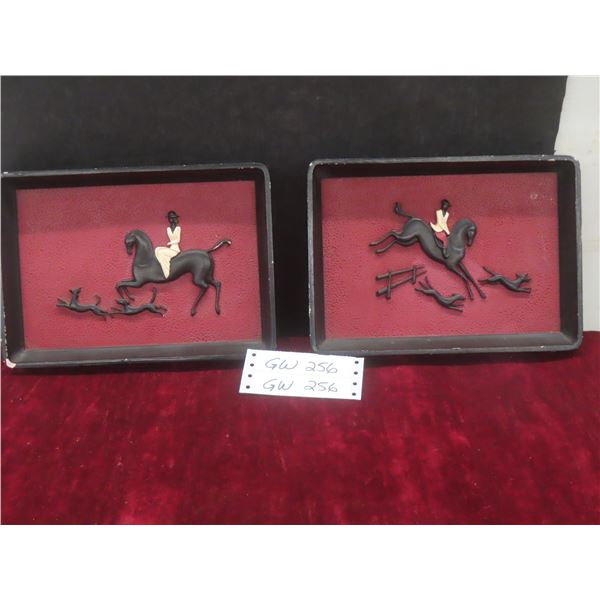 Two Decorative Plastic Or Chalkware Pictures Measuring 7 1/2" x 10"