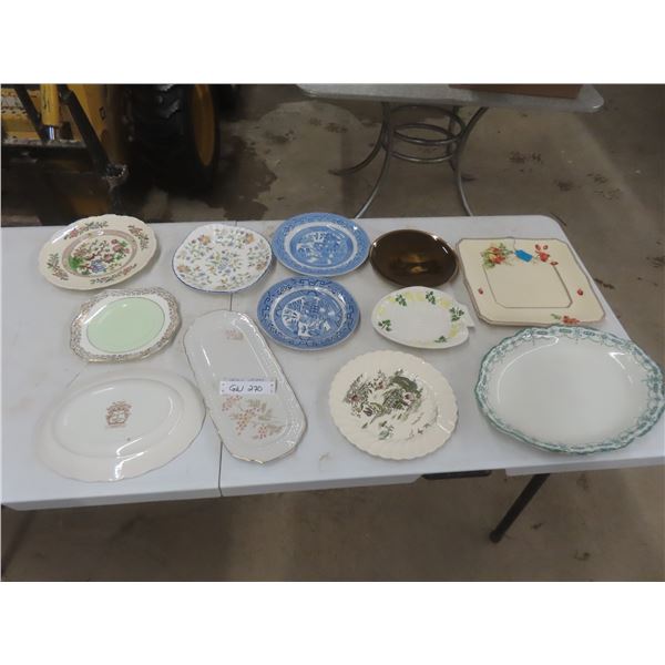 Twelve China Serving Plates: Staffordshire, Royal Crown Pottery, Royal Cauldon and Ridgways