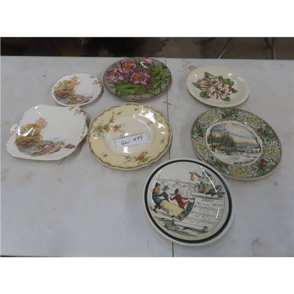 Seven China Serving Plates: Wedgwood, Shelley, Staffordshire and Camellia