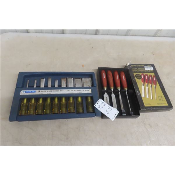 Two Sets of Wood Chisels, Craftsman 4-Piece and Mastercraft 9-Piece