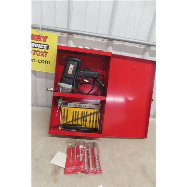 Craftsman Metal Drill Case, 1/2 Drill, Pilot Bits, Masonry Drill Bits