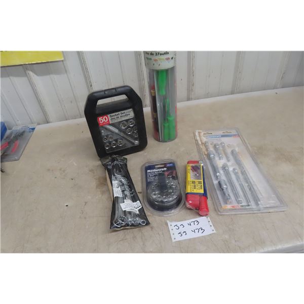 3x Socket Sets 1/4–3/8 Inch, Extensions, Swivels 1/4, 3/8 and 1/2