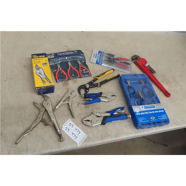 Pliers, Cutters, Vice Grips, Pipe Wrench, Mostly New