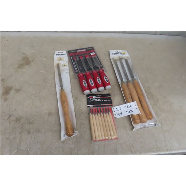 New Wood Chisels, Lathe Turning Chisels, and Carving Set