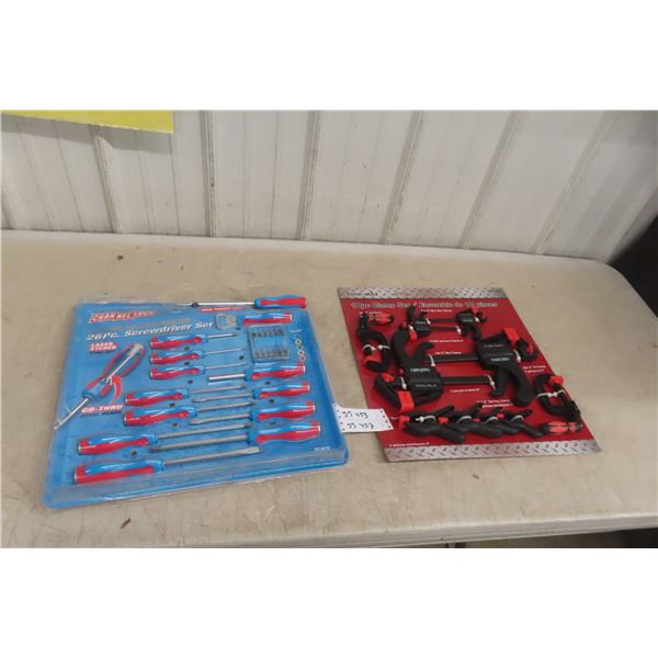 New Channel Lock 26-Piece Screwdriver Set and Mr Blacksmith 10-Piece Clamp Set